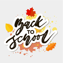 Obraz premium Back to school Phrase Vector Lettering Calligraphy Autumn