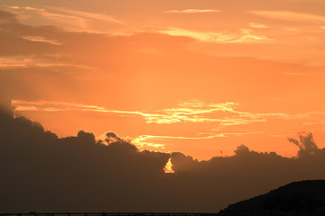 Sunset ,in the sea water the beautiful sky