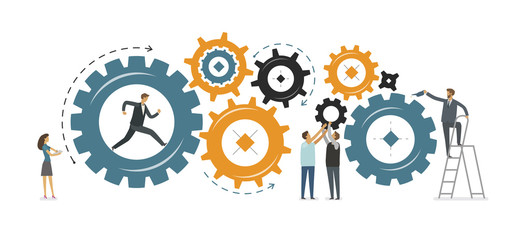 Business development, teamwork concept. Vector illustration