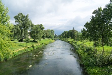 Fototapeta na wymiar Water stream in river. Slovakia