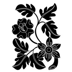 Black flower illustration on a white background. Vector.