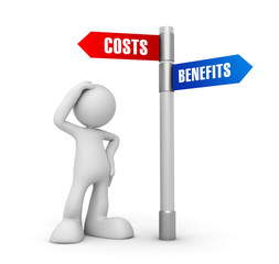 costs benefits concept 3d illustration