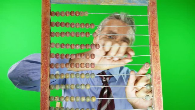  accountant and vintage abacus, financial concept