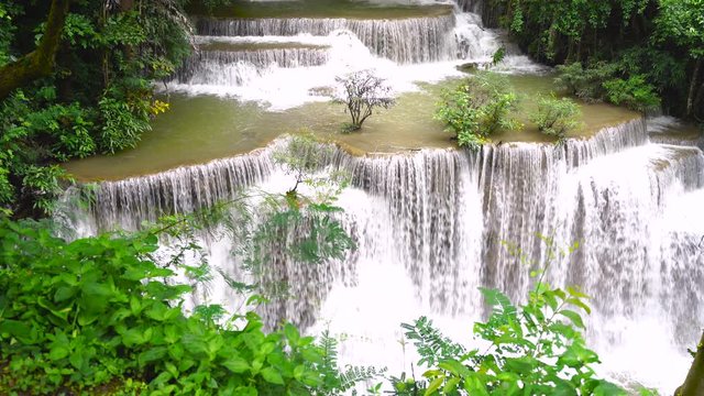 Beautiful waterfall in deep forest, Huay Mae Kamin Waterfall in Thailand