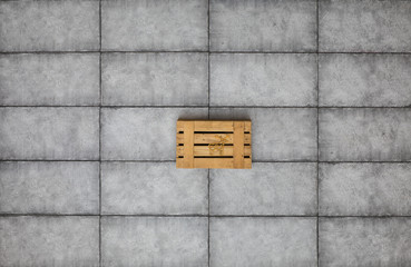 wooden box on the concrete floor