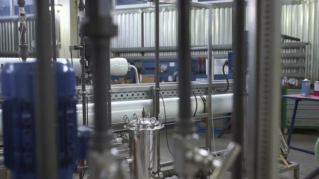 Reverse osmosis plant for water purification in the factory