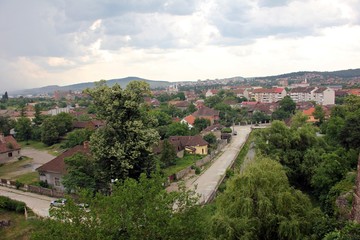 Fototapeta na wymiar Hunedoara town seen from the Corvin Castele tower (Romania)