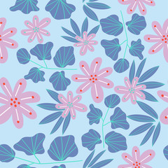 botanical floral seamless pattern. vector flower print. floral background. textile fabric design. 
