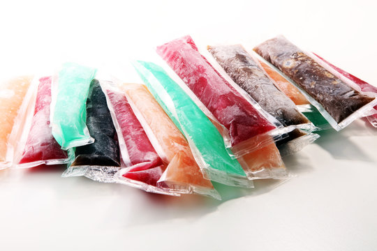 Colorful frozen fruit bar ice pops
