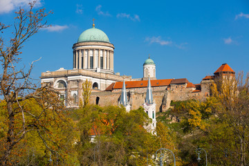 Fototapeta na wymiar Photo of Basilica on the hills of city Esztergom in Hungary