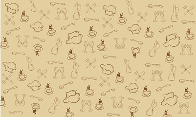 beige background, kitchen, cooking utensils, cooking, vector background