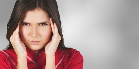 Fototapeta premium Young woman crying on background