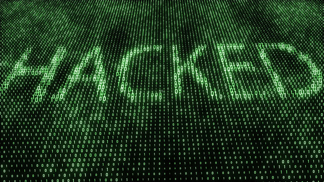 Abstract digital background. Binary code. Hacked. Green color. 3D rendering.