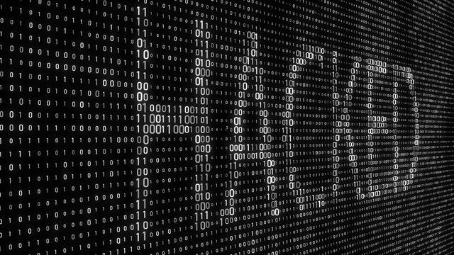 Abstract digital background. Binary code. Hacked. Green color. 3D rendering.