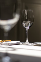 Empty glasses in restaurant