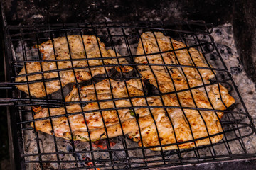 Grilled chicken. Fried chicken breast.