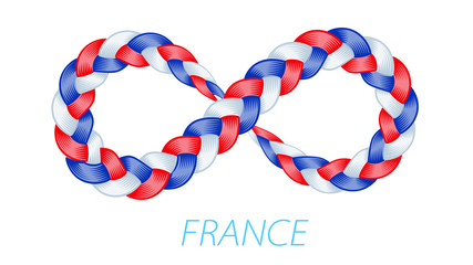 France flag as infinity twisted pigtail sign.