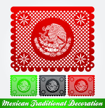 Mexican traditional street holiday decoration, vector illustration set.