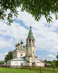Fototapeta na wymiar Trinity Church (text on sign), medieval orthodox church in Serpukhov, Moscow region, Russia.
