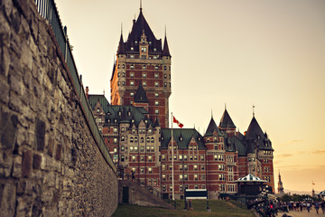 Frontenac Castle in Old Quebec City in the beautiful sunrise light