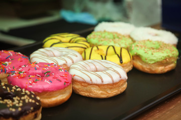 colorful donuts close-up