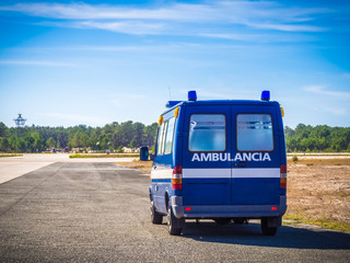 Military ambulance standing at Base