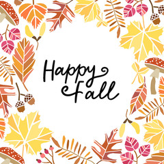Happy fall lettering background. Autumn poster, banner
