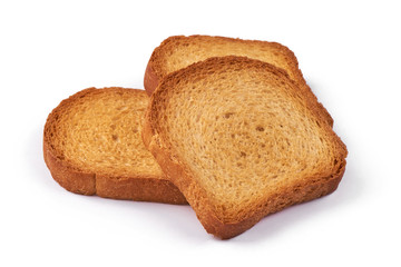 Roasted toast bread, isolated on white background.