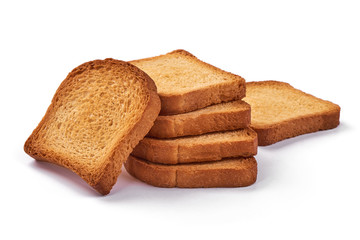 Roasted toast bread, isolated on white background.