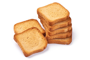 Roasted toast bread, isolated on white background.