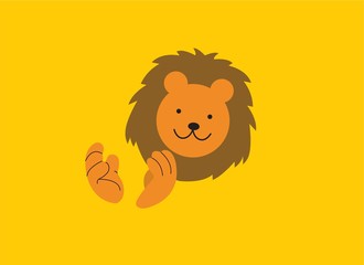 cute lion clap smile happy vector illustration
