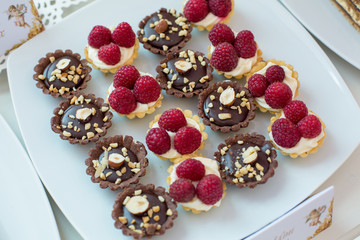Close up of tartlets with fruits