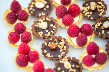 Close up of tartlets with fruits