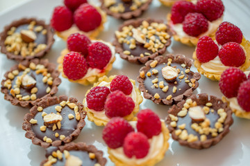 Close up of tartlets with fruits