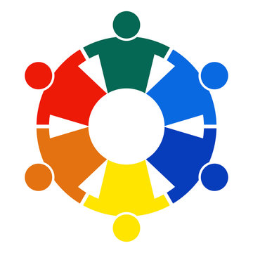 meeting teamwork room people logo.group of six persons in circle