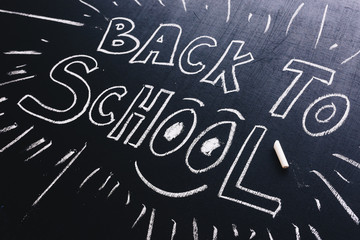 Fototapeta na wymiar Back to School written on classroom chalkboard