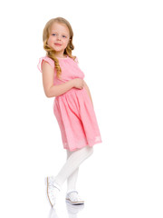 The little girl is full-length.