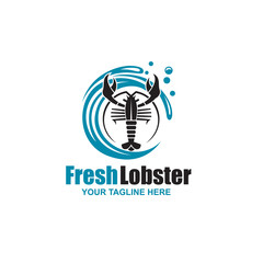 seafood image with lobster isolated on white background