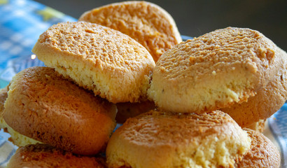 Typical Brazilian food  - Broa Caxambu. Corn cookie. Selective focus. Close-up