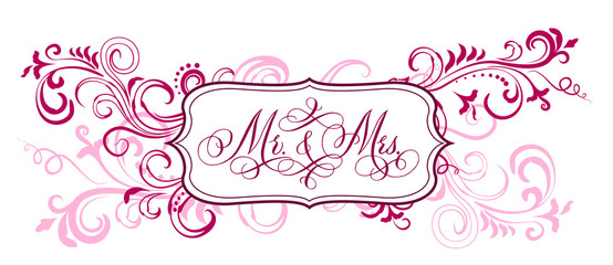 Wedding calligraphy in floral ornament