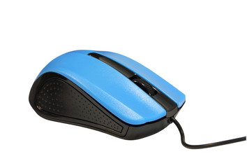 Blue and black Computer mouse isolated on white background.