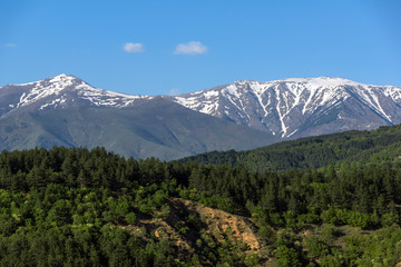 Amazing Spring Landscape near rock formation Stob pyramids, Rila Mountain, Kyustendil region, Bulgaria