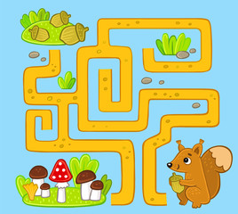 maze for kids: squirrel looking for food