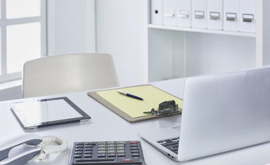 Workspace presentation mockup, Desktop computer and office supp