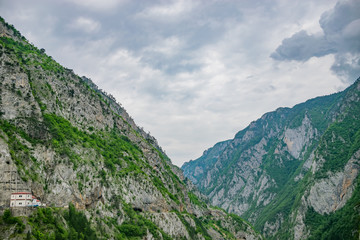 Picturesque canyon of the river Piva near the dam Mratine.