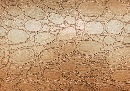 Artificial crocodile or python golden skin texture background.