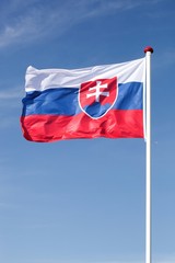 Flag of Slovakia waving in the sky