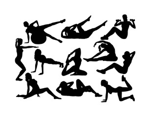 Exercises and Fitness Silhouettes, art vector design