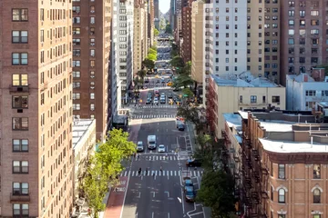 Papier Peint photo Lavable New York Vue aérienne d& 39 une scène de rue animée sur la 1ère Avenue à Manhattan New York City