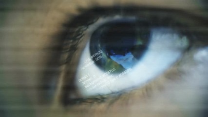 human being futuristic vision, vision and control and protection of persons, control and security in the accesses.Concept of: dna system, scientific technology and science. - Powered by Adobe